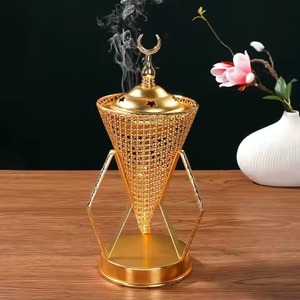 Beau brûleur d'encens arabe Bakhoor de concepteur en métal brûleur d'encens exquis de Dubaï avec le support de brûleur d'encens quotidien de couvercle - Product Image 4