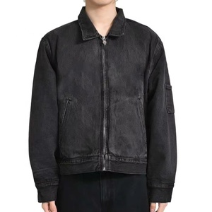 Veste de travail en toile formelle en gros, fermeture éclair, logo brodé personnalisé sur le devant, lavée - Product Image 1