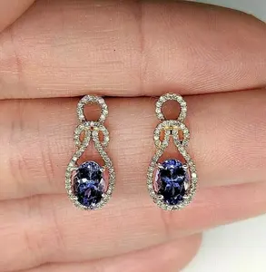 ต่างหู2ct เงินสเตอริง925แบบกลมประดับเพชรโมอิสยอดนิยมของผู้หญิง - Product Image 3