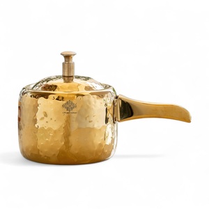 Conception martelée de cuiseur d'acier inoxydable d'IndianArtVilla dans la finition d'argent et d'or-Cookware pour le restaurant de maison et d'hôtel - Product Image 1