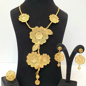 Colección Dubái, Juego de Joyas Nupciales para Mujer Chapadas en Oro de 24 Quilates, 2 Gramos, Chapado Pesado, Precioso Colgante, Mejor Valor, Moda - Product Image 1