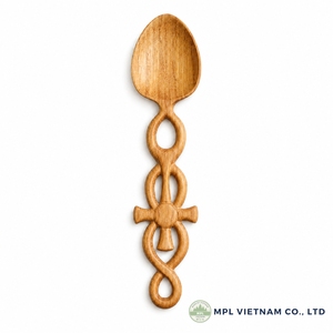 Cuillères à café en bois artisanal Doussie, assorties, avec manche sculpté à la main en forme de fleur, cuillères à dessert de luxe écologiques, vente en gros - Product Image 1