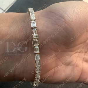 8 Carat Emerald Cut Yellow & <b>Rose</b> <b>Gold</b> Diamond <b>Bracelet</b> Classic Style with Solid <b>Gold</b> for Parties - Product Image 1