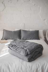 Juego de Ropa de <span class=keywords><strong>Cama</strong></span> con Funda de <span class=keywords><strong>Edredón</strong></span> de Lino Personalizable, Calidad 100% Lino, Múltiples Tamaños y Colores, Técnicas de Tejido para Camas King y Dobles - Product Image 5