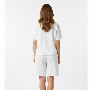 Pantalones cortos lisos de algodón para mujer, informales, suaves y cómodos, ropa de verano, pantalones cortos de moda de cintura alta para uso diario y en el gimnasio - Product Image 2