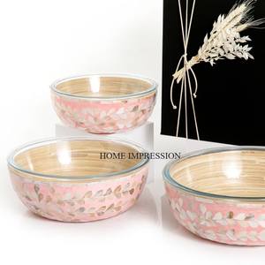 ชามทรงกลมพร้อมไม้ถูพื้นไม้สีชมพูสำหรับรับประทานอาหารชุดถ้วยช็อคโกแลต3ชิ้น - Product Image 1