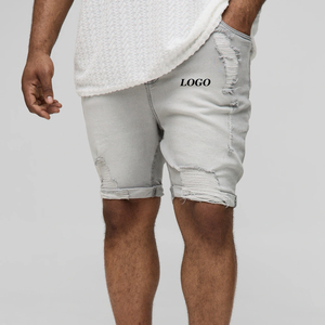 Shorts en jean skinny déchirés pour hommes, décontractés, confortables, respirants, coupe classique et décontractée, fermeture à boutons, décontractés - Product Image 1