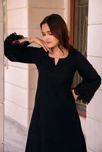 Sunhari เซตผ้าคอตตอนสีดำล้วนพร้อมชุดลำลองเป็นมิตรต่อสิ่งแวดล้อมทำด้วยมือสำหรับฤดูร้อนฤดูใบไม้ร่วง - Product Image 3