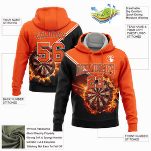 Sudadera con Capucha Deportiva de Alta Calidad con Diseño de Dardos en 3D con Llama Naranja, Negra y Blanca, con Logotipo de Equipo Personalizado, para Adultos - Product Image 2