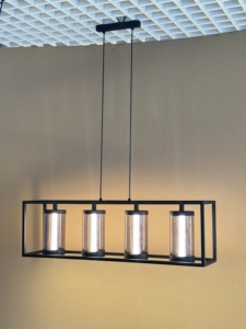 Lámpara Colgante Rectangular Moderna de Hierro Negro Lumetal con 4 Pantallas de Vidrio, Altura Ajustable, E27 LED 3500K - Product Image 6