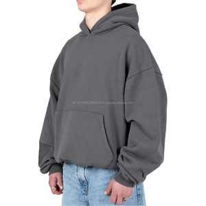 Sudaderas con capucha recortadas personalizadas para hombre 500 Gsm Heavyweight Hip Hop estilo Boxy bordado ropa de invierno impreso Puff para hombre - Product Image 1