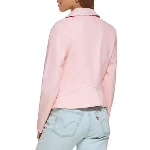 Nouvelle mode veste de motard en cuir PU pour femmes et filles printemps-automne à manches longues décontractée mince de couleur unie avec fermeture éclair décontractée - Product Image 2