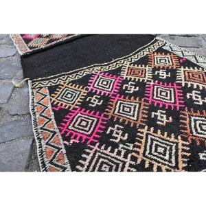 Alfombra de lana negra tradicional de 1,8x3,9 pies, alfombra turca de estilo Tabriz hecha a mano, látex de retazos para sala de estar, pasillo rectangular de 9x12 - Product Image 4