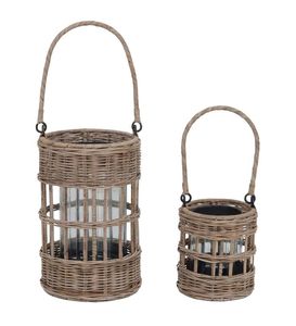 Juego de 2 Faroles de Hierro y Ratán Antiguos Personalizados, Hechos a Mano, con Impresión Digital a 1 Color, para Decoración del Hogar y Festivales, Acube - Product Image 1