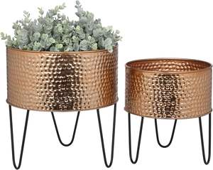 Decorative Metal Planter Nickel Plated Luxury Design Set of 2 Pieces - Product Image 5