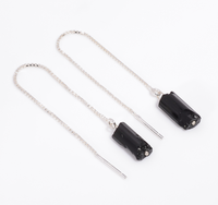 Boucles d'oreilles pendantes minimalistes en argent sterling 925 avec saphir brut pour femme, bijoux de tous les jours, boucles d'oreilles à fil en pierre, vente en gros