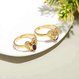 Bagues indiennes en gros en argent sterling 925 originales en améthyste et pierres précieuses semi-précieuses disponibles dans toutes les tailles bagues de mode - Product Image 2