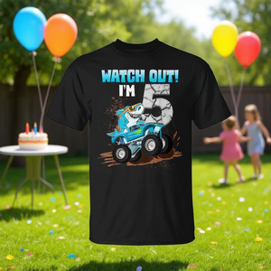 T-shirt Gamer pour enfant de 5 ans, motif Monster Truck Shark Boy Girl, produit promotionnel pour le 5ème anniversaire - Product Image 3