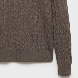 Suéter personalizable de invierno de punto trenzado con cuello para hombre, alta calidad, transpirable, antiarrugas, anticontracción, Color gris visón - Product Image 4