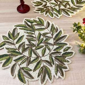 Manteles Individuales con Cuentas, Hechos a Mano, de Algodón, Diseño Redondo Adornado, Venta al por Mayor Directa de Fábrica - Product Image 1