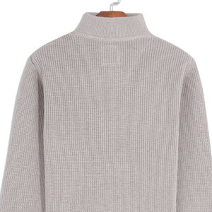 Customizable Cotton Beige Half-Zipper <b>Sweater</b> Breathable Anti-Wrinkle Oversized Fit with Front Logo Solid Pattern Outfit - Product Image 5