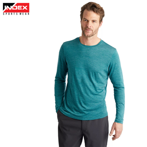 Camiseta térmica de manga larga y cuello redondo de 100% algodón de punto personalizado para hombre con logotipo frontal y diseño transpirable - Product Image 4