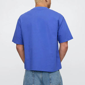 Camiseta de gran tamaño con hombros caídos para hombre, 100% algodón, a la moda, logotipo impreso personalizado, Color sólido en blanco, secado rápido, transpirable - Product Image 3