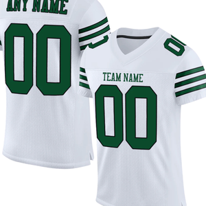 Camiseta de Fútbol Blanca Personalizable con Detalles Verdes, Nombre y Número del Equipo Personalizados, Cualquier Nombre, Ropa Deportiva Personalizada para Hombre - Product Image 2