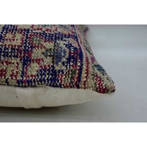 Oreiller de traversin en laine multicolore Bohème Kantha Patchwork 12x20 pouces Tissé Brodé Imprimé Vintage Artistique Décor Antidérapant - Product Image 4