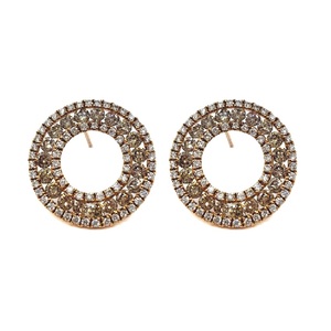 Envío Directo de Joyería de Alta Gama, Pendientes de Oro Rosa Sólido de 18k con Diamantes Naturales Blancos y Marrones, Estilo Vintage para Compromiso y Boda, para Mujer - Product Image 1