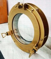 Hublot rond en verre de style Art déco marin antique, décoratif, écologique, à fixer au mur, avec cadre en aluminium massif