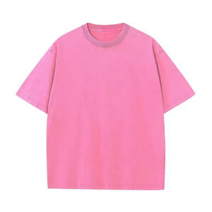 T-shirt personnalisé à la mode, effet délavé, pour homme, en jersey polyester/coton, col rond, été, haute qualité - Product Image 4