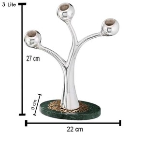 Bougeoir arbre argenté Base en marbre Décor d'accent sculptural moderne - Product Image 5