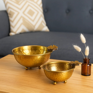 Cuencos de mesa de latón hechos a mano indios con acabado texturizado decorativo multiusos para el hogar, oficina y decoración de Hotel pedidos a granel Bienvenidos - Product Image 5
