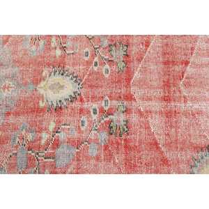 Alfombra Turca Vintage Redonda de 4.5x4.5 pies (136x136 cm), Alfombra Roja Sólida - Product Image 5