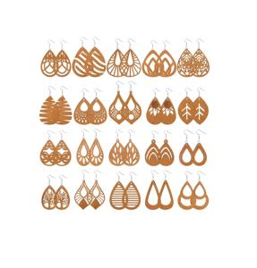 20 pares de pendientes colgantes de madera africana, pendientes ligeros de estilo étnico, pendientes bohemios de madera, colgante geométrico de madera - Product Image 1