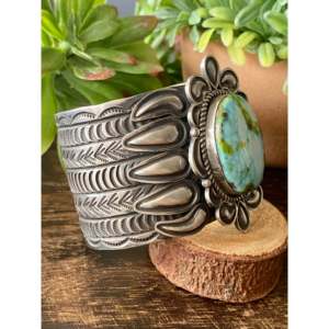 Alex Sanchez Sonoran Mountain Turquoise & Sterling <b>Silver</b> Fashion <b>Cuff</b> <b>Bracelet</b> - Product Image 3