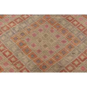 Vintage Large Rug 6.2x10 ft, Turkish <b>Red</b> Abstract <b>Wool</b> Rug - Product Image 3