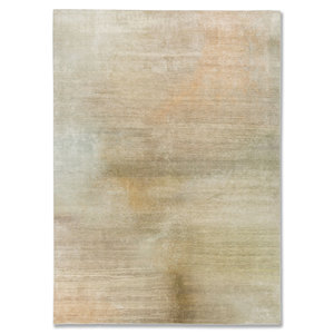 Alfombra de Lana y Seda Anudada a Mano Kavi Green, Colección Afterglow AKWS-13039, Patrón Abstracto para Decoración del Hogar - Product Image 1
