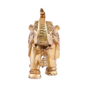 รูปปั้นช้างทองเหลือง ดีไซน์เฉพาะตัว ขนาดกลาง สำหรับตกแต่งบ้าน ของประดับตกแต่ง สีเหลืองโบราณ (สีทอง, 7.4 กก.) - Product Image 3