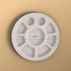 Plato Desechable de Bagazo de Lujo Global Nexo Export con 9 Compartimentos y Diseño Dividido Impermeable GNE-9CP - Product Image 3