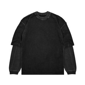 Sudadera de invierno de lana Vintage con lavado ácido de Terry francés de alta calidad, ajuste Regular, lavado a la piedra, Impresión de logotipo personalizado desgastado - Product Image 3