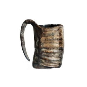 Mug en corne de buffle 100% naturel, à utiliser pour le vin, la bière, tout type de boisson, mug en corne viking et fête, mariage, café, jus et thé - Product Image 1