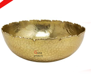 Cuenco para servir alimentos con diseño martillado de aluminio y metal con acabado dorado de aspecto clásico para restaurante y bar de hotel - Product Image 5