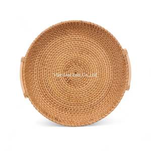 <b>Decorative</b> Handmade Rattan <b>Tray</b> With Natural Woven Texture For Living Room Dining Table And Kitchen Use - Product Image 3