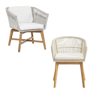 เก้าอี้รับประทานอาหารในสวนทำจากไม้สักพร้อมเก้าอี้คลื่นหวายใช้งานกลางแจ้งและในร่ม - Product Image 6