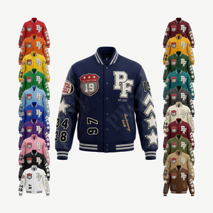 Vestes de baseball streetwear avec design patch, vente en gros OEM, vestes universitaires pour hommes, vêtements d'extérieur personnalisés, veste de baseball collage pour hommes - Product Image 1