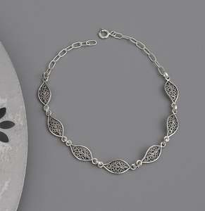 Everyday Vintage Minimalist <b>Boho</b> Leaf <b>Bracelet</b> for Women Mandala <b>Bracelet</b> Filigree-Gift for Her - Product Image 3