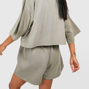 Pantalones Cortos Deportivos de Algodón para Mujer, con Logotipo Personalizado, de Alta Calidad, Felpa Gruesa, Color Gris, para Mujer, 2025 - Product Image 2