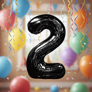 Globos de Fiesta con Número, Color Negro N2, 100 cm, Bolsa de 12 Unidades - Product Image 3